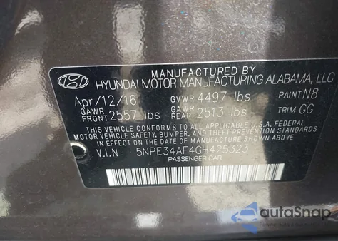 2016 Hyundai Sonata Sport from USA, damaged, VIN 5NPE34AF4GH425323
